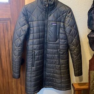 Patagonia Dark Grey Quilted Long Down Jacket